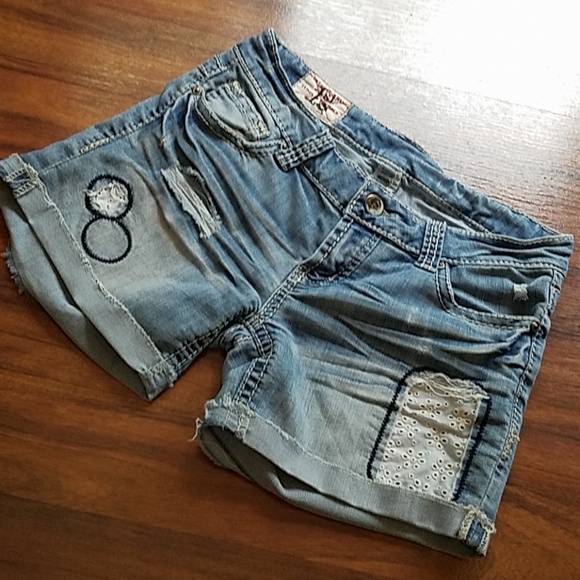 1st Kiss Pants - 1st Kiss Roll Cuff Denim Shorts SZ 7